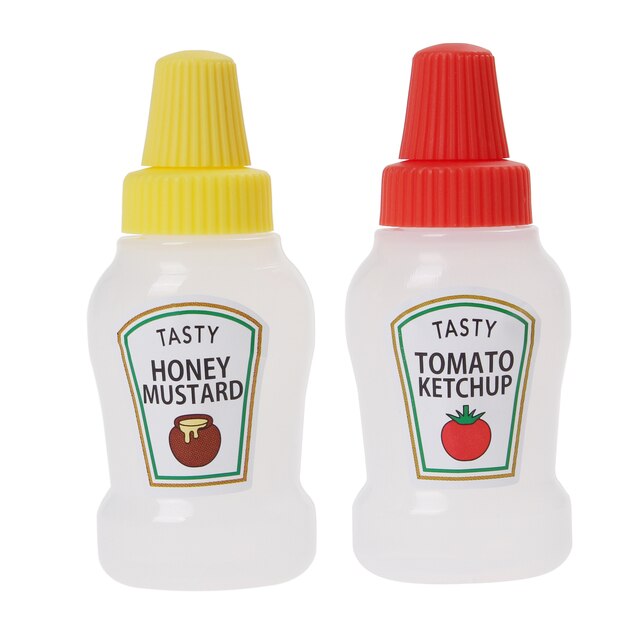 1/2 stk 25ml mini tomat ketchup flaske honning sennep bærbar liten saus beholder salat dressing beholder pantry beholdere: 2 stk flaske