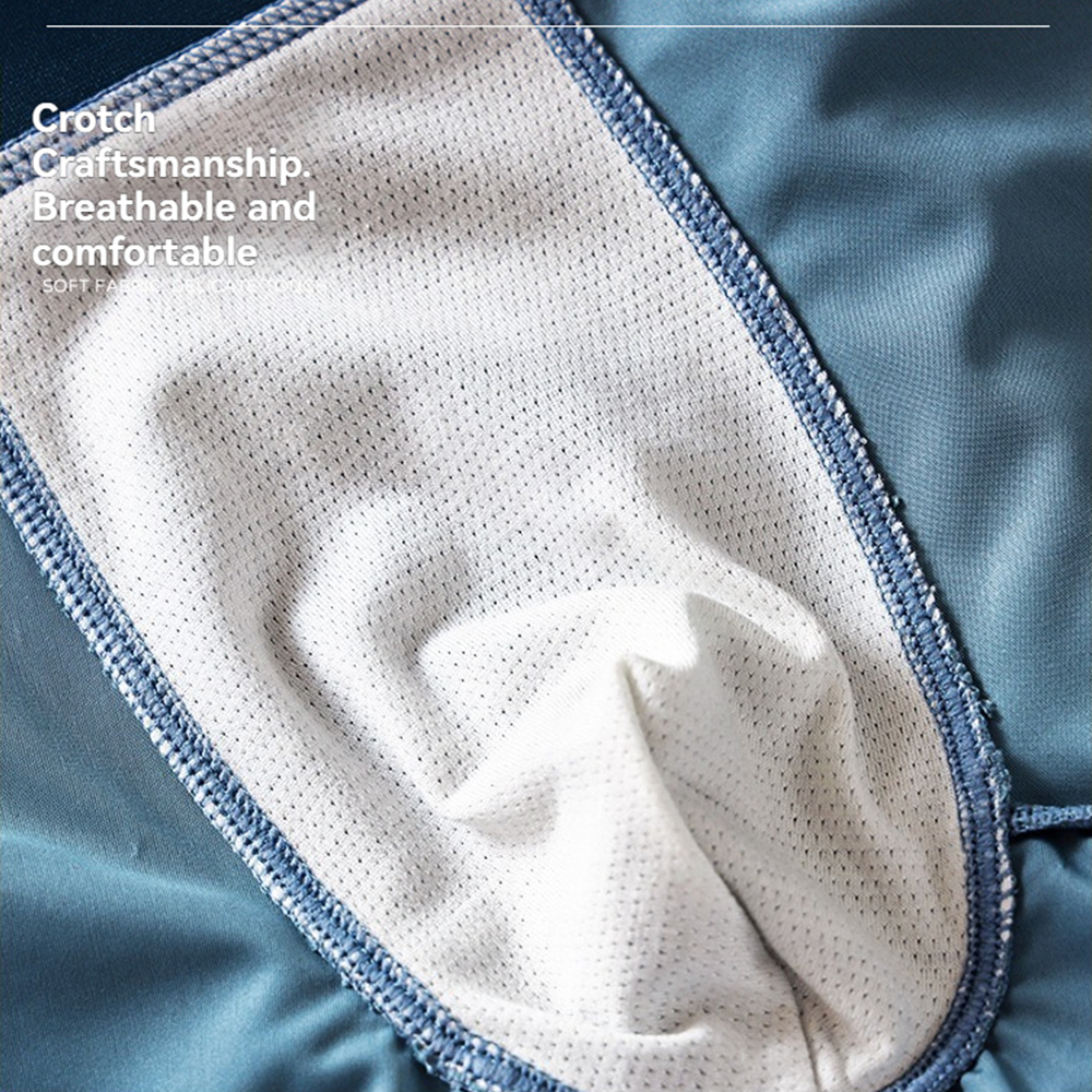 3 unids/pack de Boxers de lujo de seda de hielo tipo satén, calzoncillos de verano lisos y lisos para hombre, bragas con entrepierna de malla transpirable, ropa interior