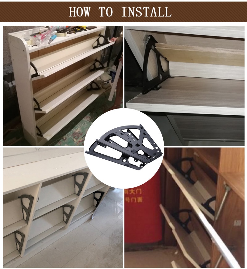 Myhomera Pair of Shoes Cabinet Hinges 1-3-Layer Flip Frame Metal Furniture Hinge Shoes Drawer Turing Rack Over Hidden Fittings