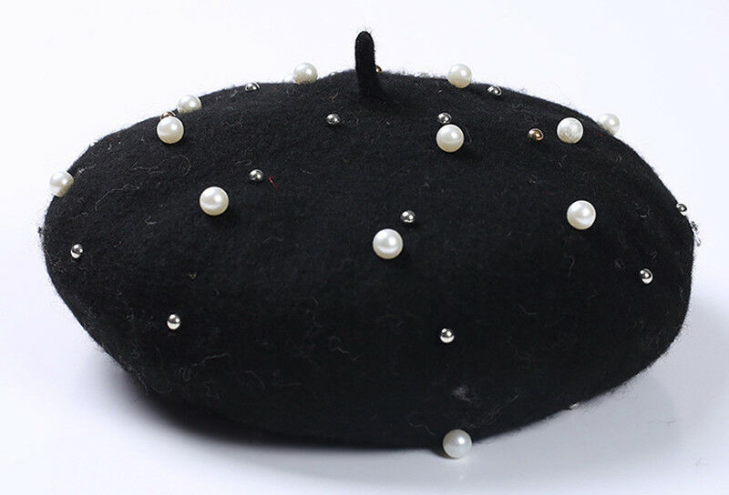 årgang ull strikket kvinner fransk perle beret hattemaker ski caps varm vinter jente søt maling beading hatt lue panser femme gorras