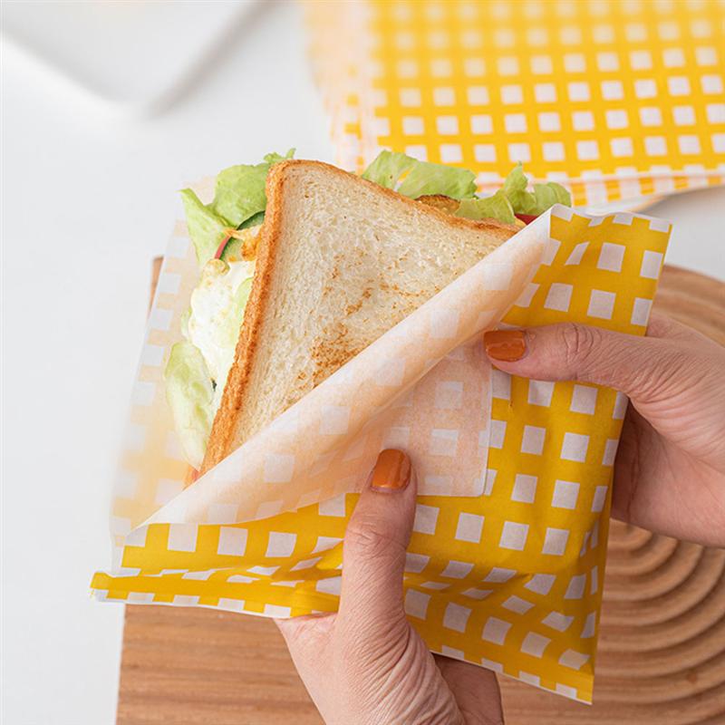 100 stücke Fett-nachweisen Verpackung Papiere Öl-Beweis Sandwich Verpackung Sandwich Packpapier Verpackung Papier Tasche Öl Papier