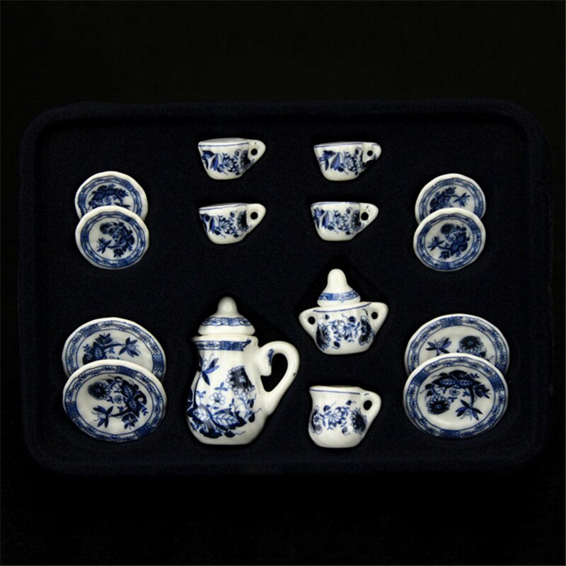 1:12 miniatur 15 stücke Porzellan Tee Tasse Set Chintz Blume Küche Geschirr Puppenhaus Möbel Spielzeug Für Kinder 19 Muster: SC0007