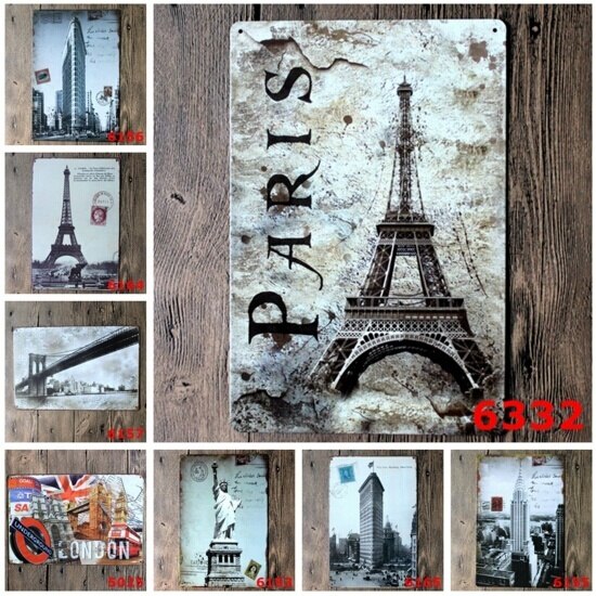 Metalen Tin Teken Art York City Manhattan Brug Retro Vintage Landmark 20x30 CM