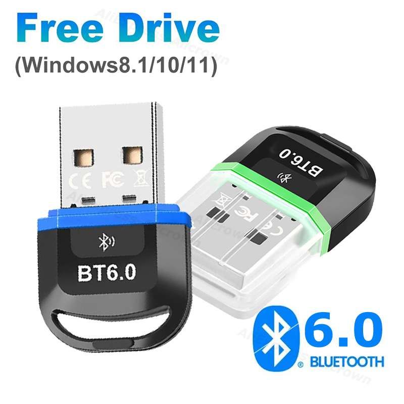 Adattatore bluetooth 6.0 trasmettitore audio wireless ricevitore dongle usb per auto cuffie altoparlante driver gratuito per windows 8.1/10/11