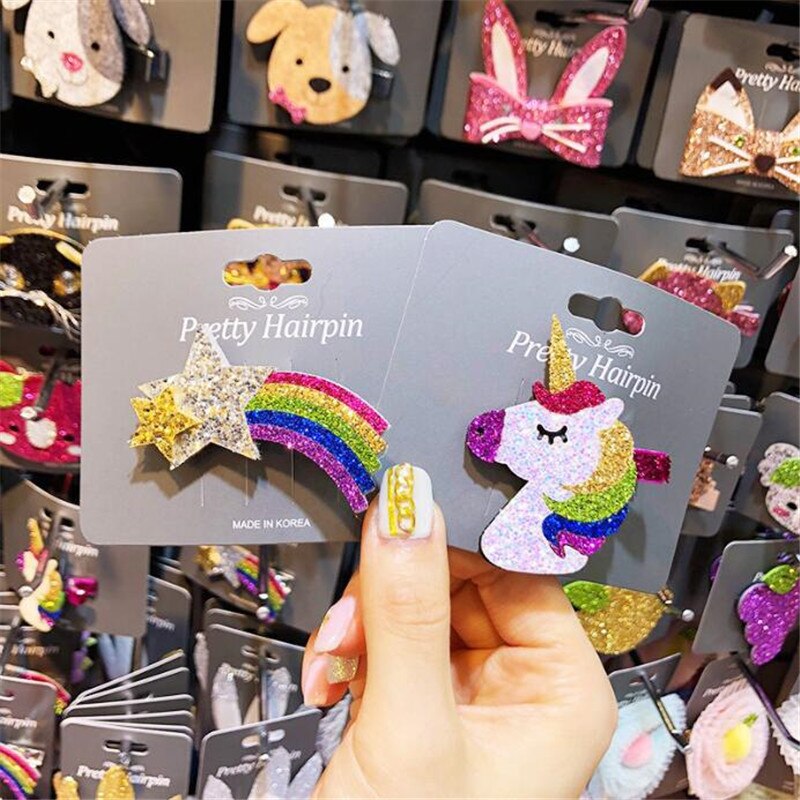 Regenboog Uil Glitter Ster Haar Clips voor Meisjes Mode Kinderen Haarspelden Haarspeldjes Cartoon Hairgrip Haaraccessoires