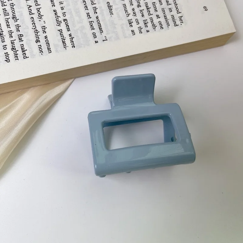 Pinzas cuadradas coloridas para el cabello para mujeres y niñas, horquillas acrílicas elegantes, pasador de tamaño pequeño, pinzas para el cabello de cangrejo, accesorios para el cabello: Azul