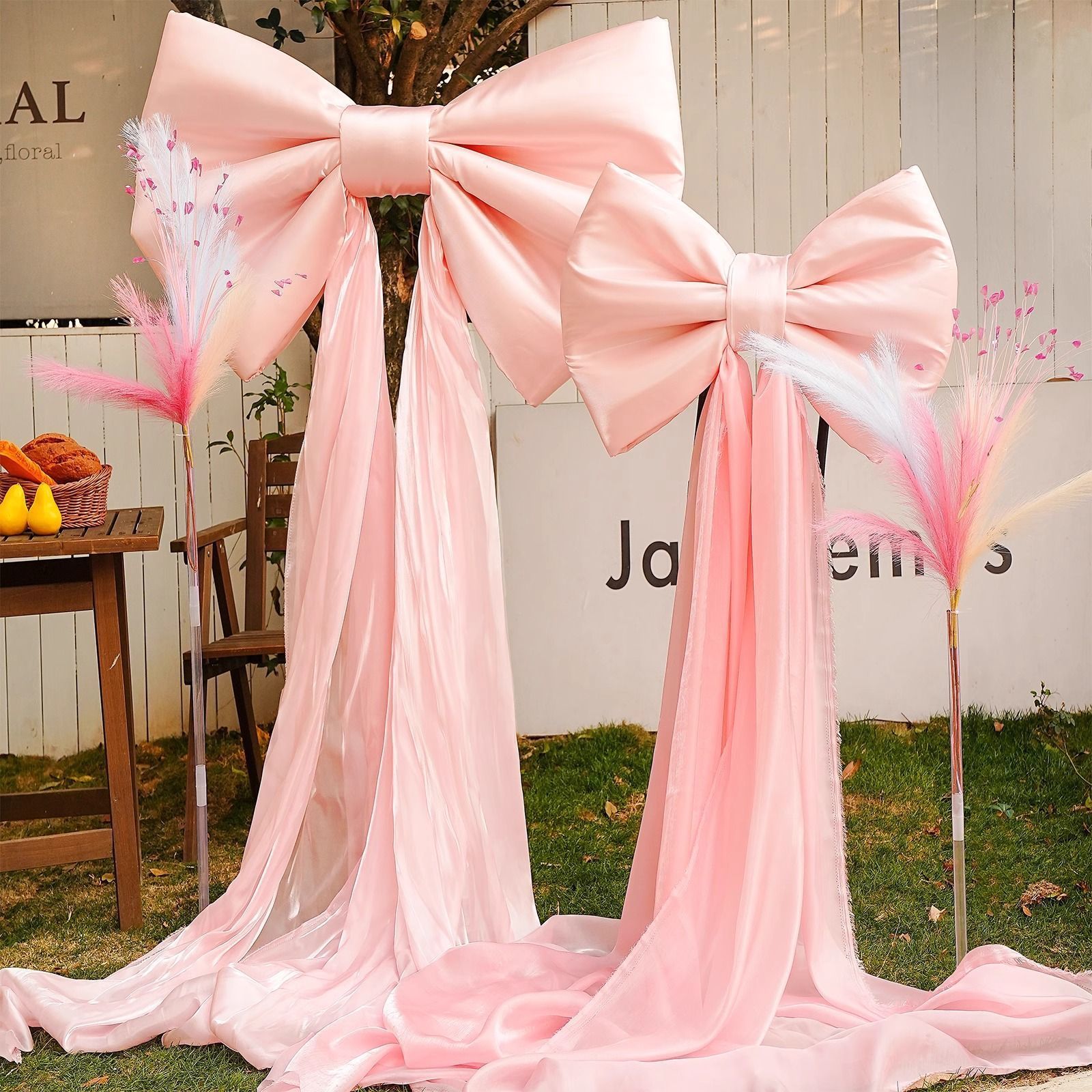 Giant Pink Bow Wall Decor Large Ribbon Wall Decor For Room Decor Party Wedding Booth Event Stage Background Display Christmas: GRAY