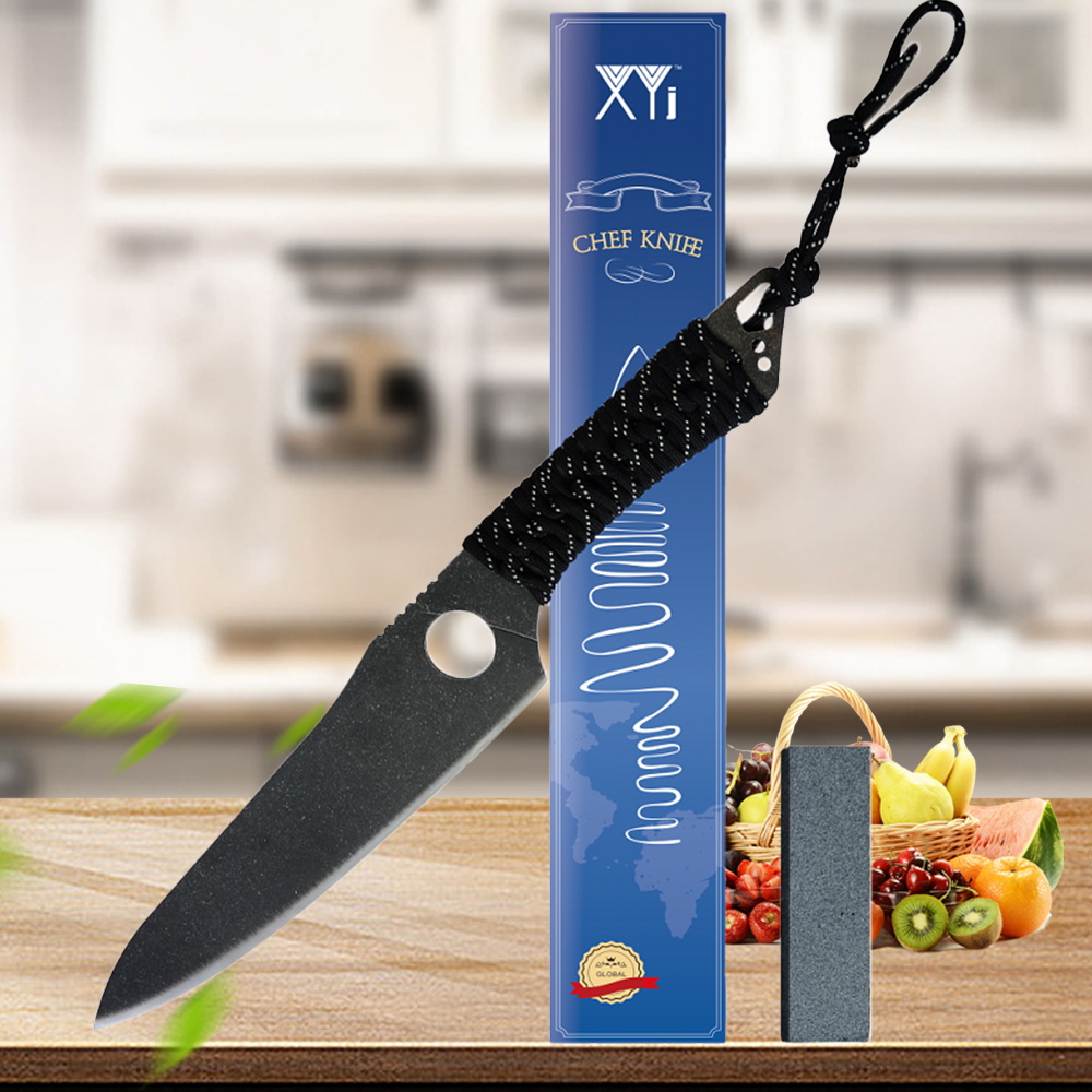 Cuchillo de cocina de acero de alto carbono para Chef, Piedra afiladora, caja de de 3,5 pulgadas, pelador de fruta, rebanador, lavado de piedra
