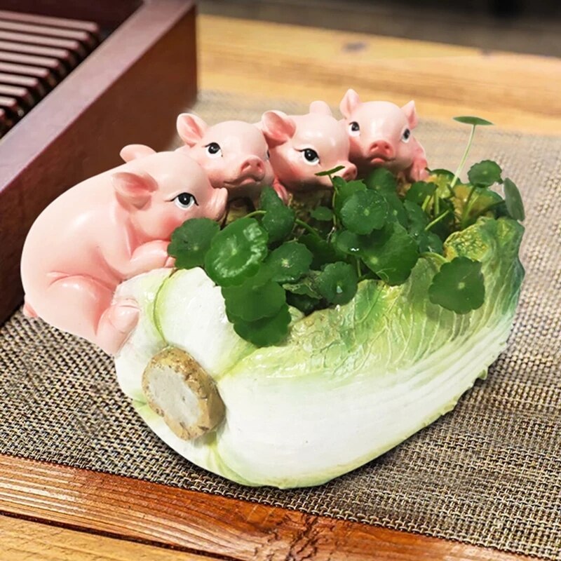 Neue GrüNe Rettich Hydrokultur Sukkulente Blume Topf Kreative Ebene Blumentopf Zimmer Blumen Heimat Dekorationen Nette Schwein Vase Ornamente