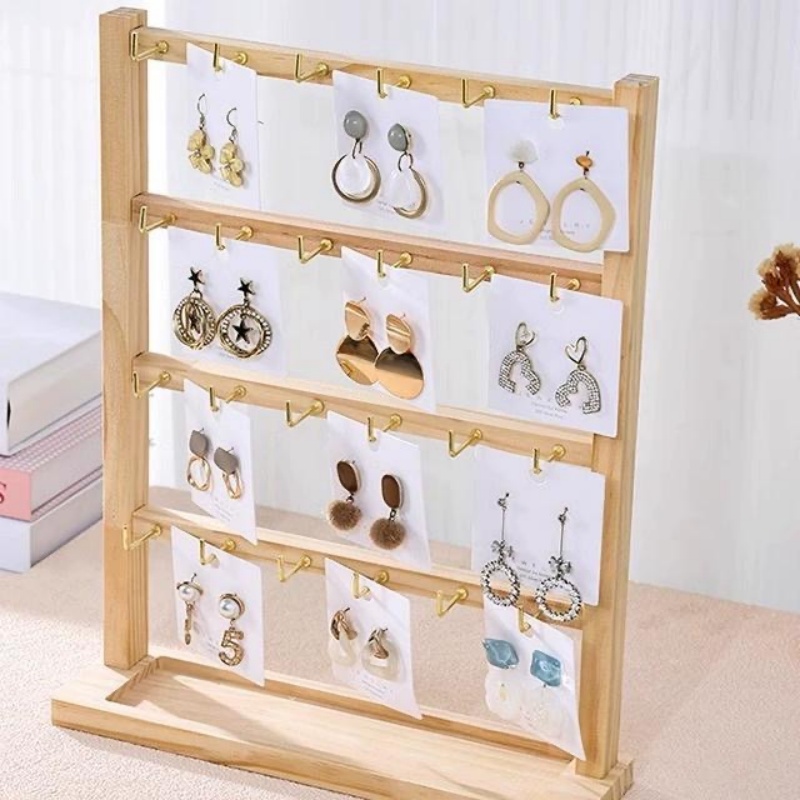 Smyckeorganisatör smyckeshållare i flera nivåer smyckesdisplay örhängeshållare med krokar för ringar armband monter