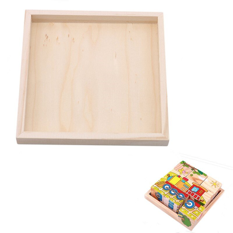 1pc 3D cubi puzzle vassoio giocattoli di stoccaggio in legno accessori per bambini bambini