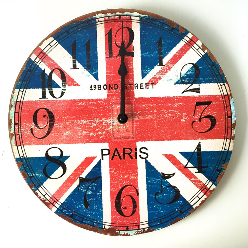 12 inch wall clock, wooden wall clock, retro clock, quartz wall clock, European clock: 10