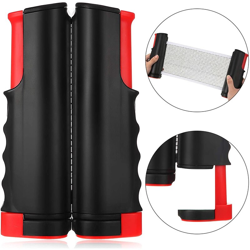 Retractabl Table Tennis Net Rack Ping Pong Racket Portable Ping Pong Post Table,Any Table Anywhere Home Gyms Ftiness: 1 pcs net black