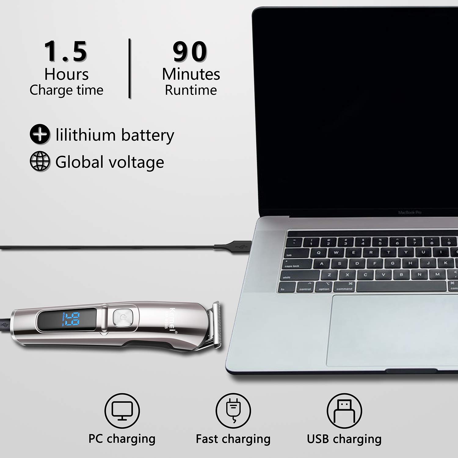 Kemei Hair Trimmer Waterproof 6 in 1 Hair Clipper Electric Hair Cutting Machine Beard trimer Body Men Haircut