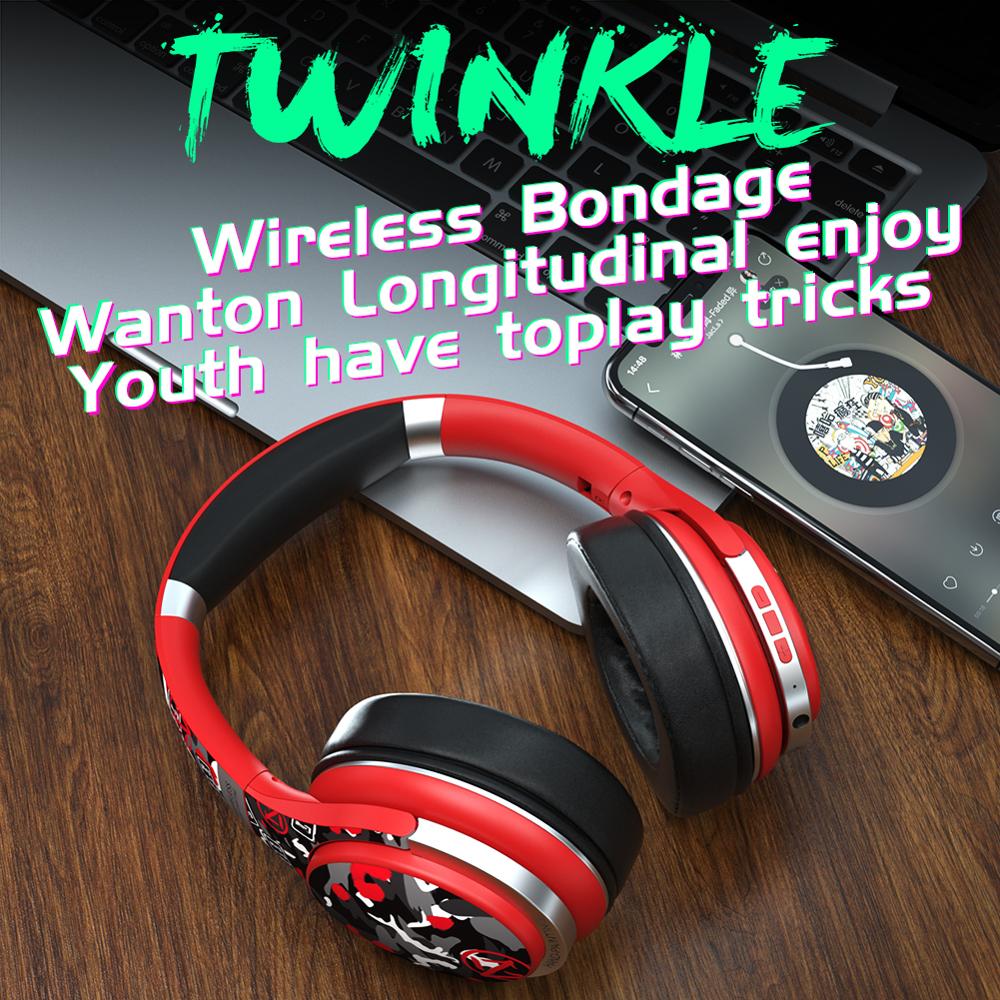 Hand Drawn Style Comfortable Wireless Headset Bluetooth Earphone Power Bass Headphone