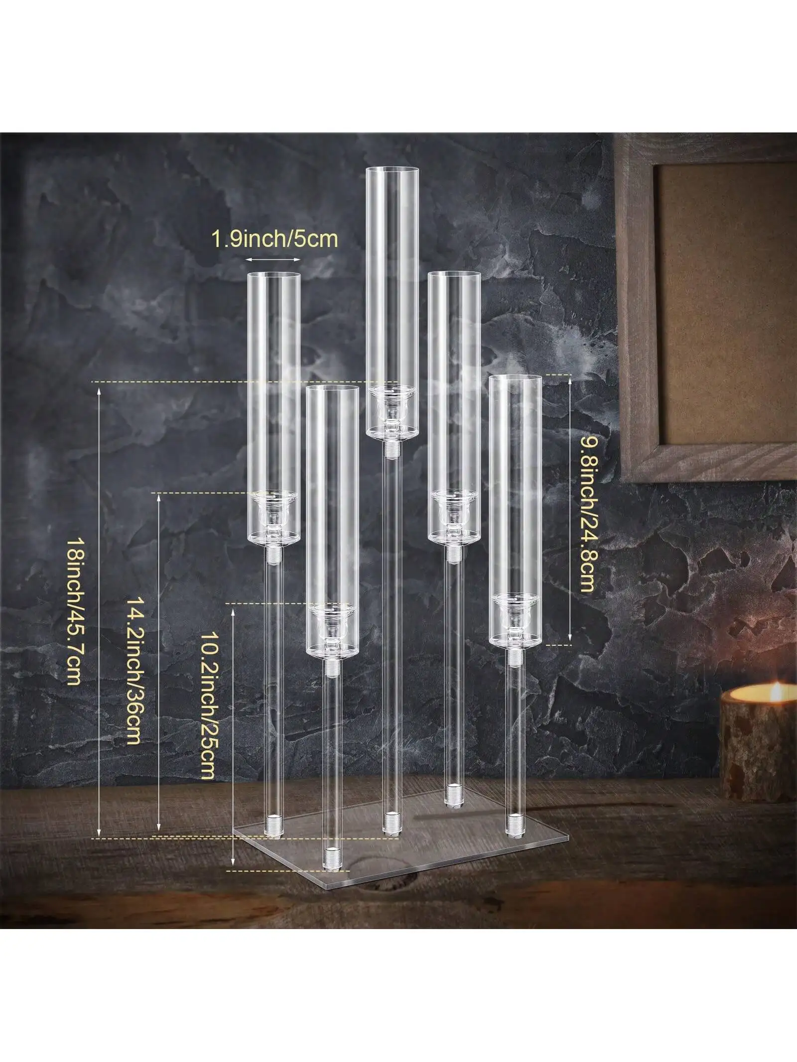 Acrylic Candelabra Centerpieces 5 Arm Clear Candelabra Candle Holder Crystal Taper Candlestick
