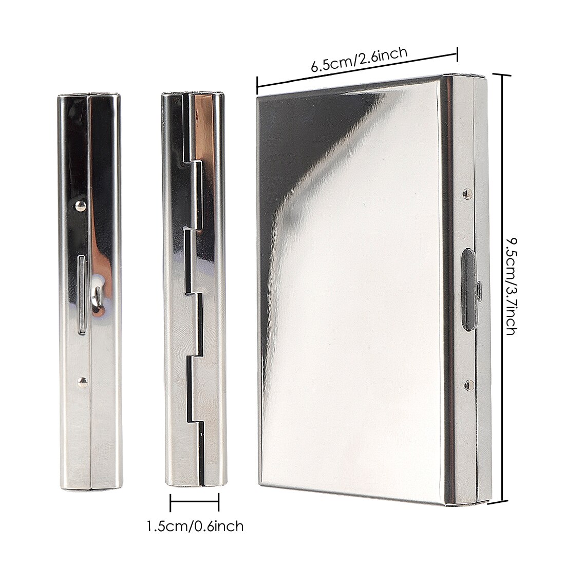 Heren Rvs Card Box Draagbare Mini Credit Id-kaart Business Opslag Effen Kleur Eenvoudige Stijl Metalen Clip Houder voor Werk: Silver B