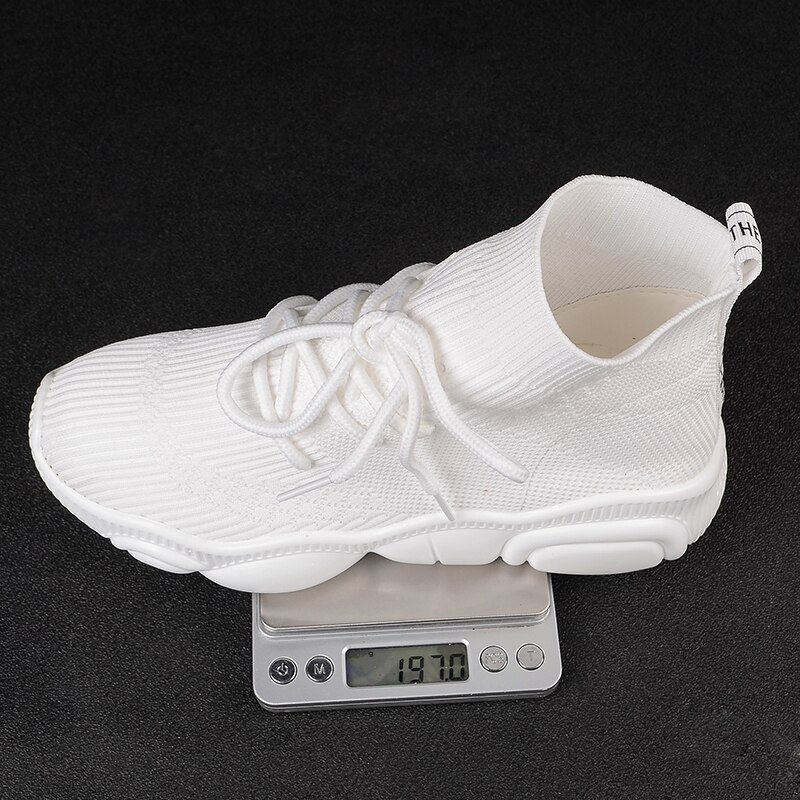 Dames hoge top witte zwarte sneakers dames breischoenen lente zomer casual mesh dikke zool schoenen