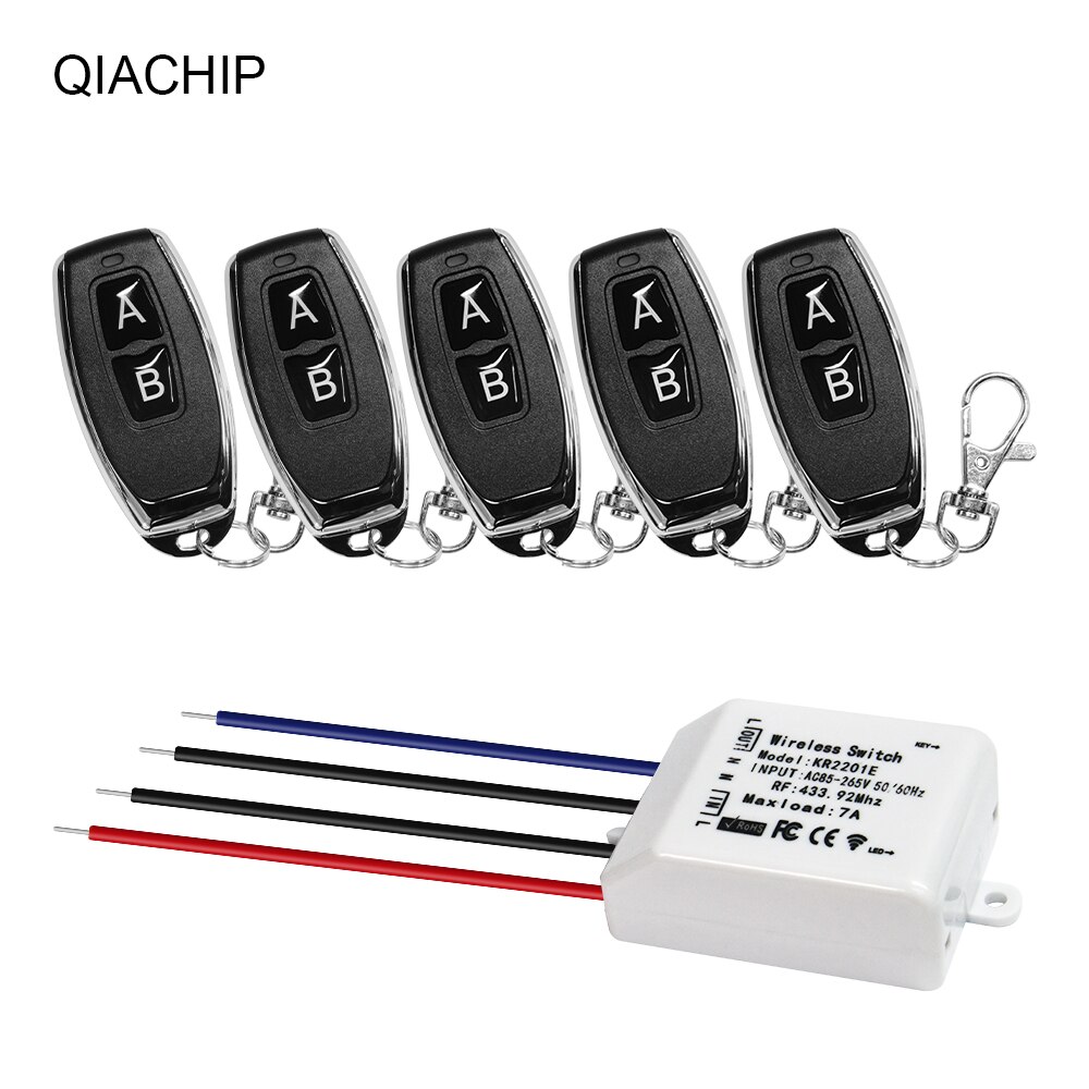 QIACHIP – commutateur de télécommande sans fil 433Mhz 110V 220V, Module de récepteur à distance universel, relais 1CH large AC 85-265V