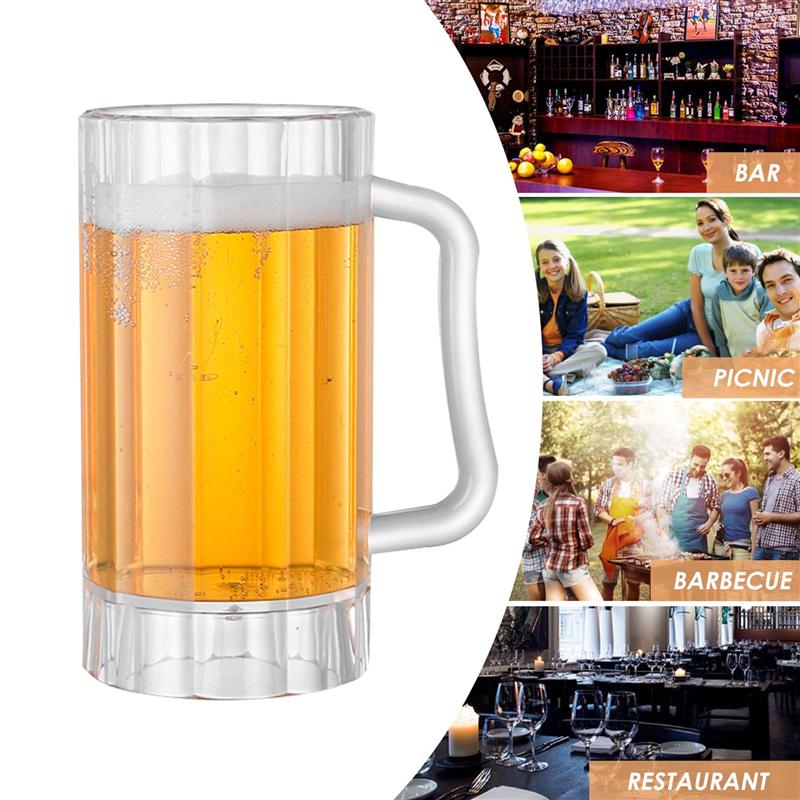 600ml Beer Mug 600ml Party Drinking Mug Acrylic Beer Glasses for Men Father Husband Bar Pint Glass with Handle