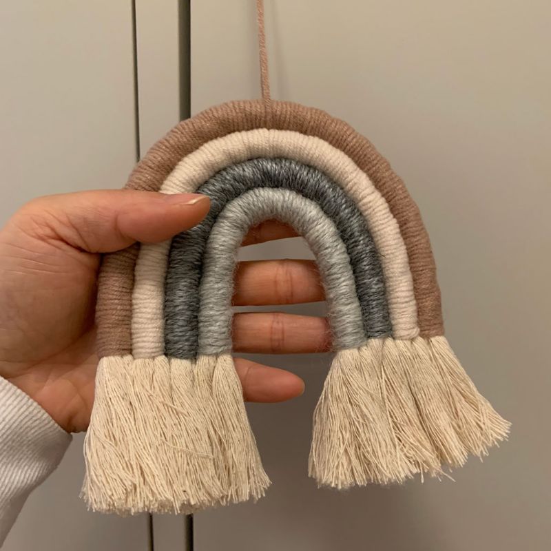 Colgante de pared de arco iris tejido nórdico para decoración de dormitorio, suministros para