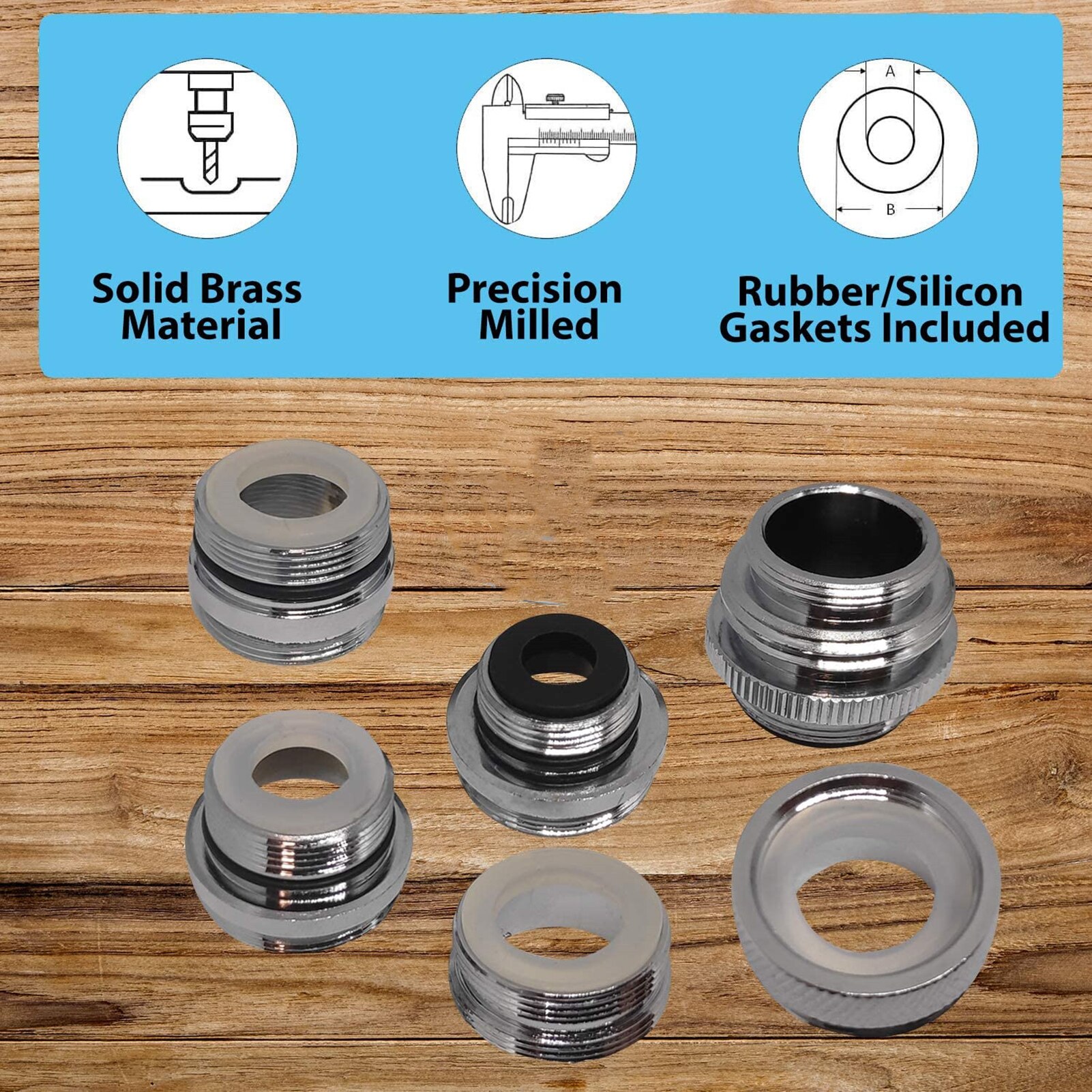 6 Stuks Messing Tap Adapters Meerdere Size Keuken Tap Adapter Tuinslang Connector