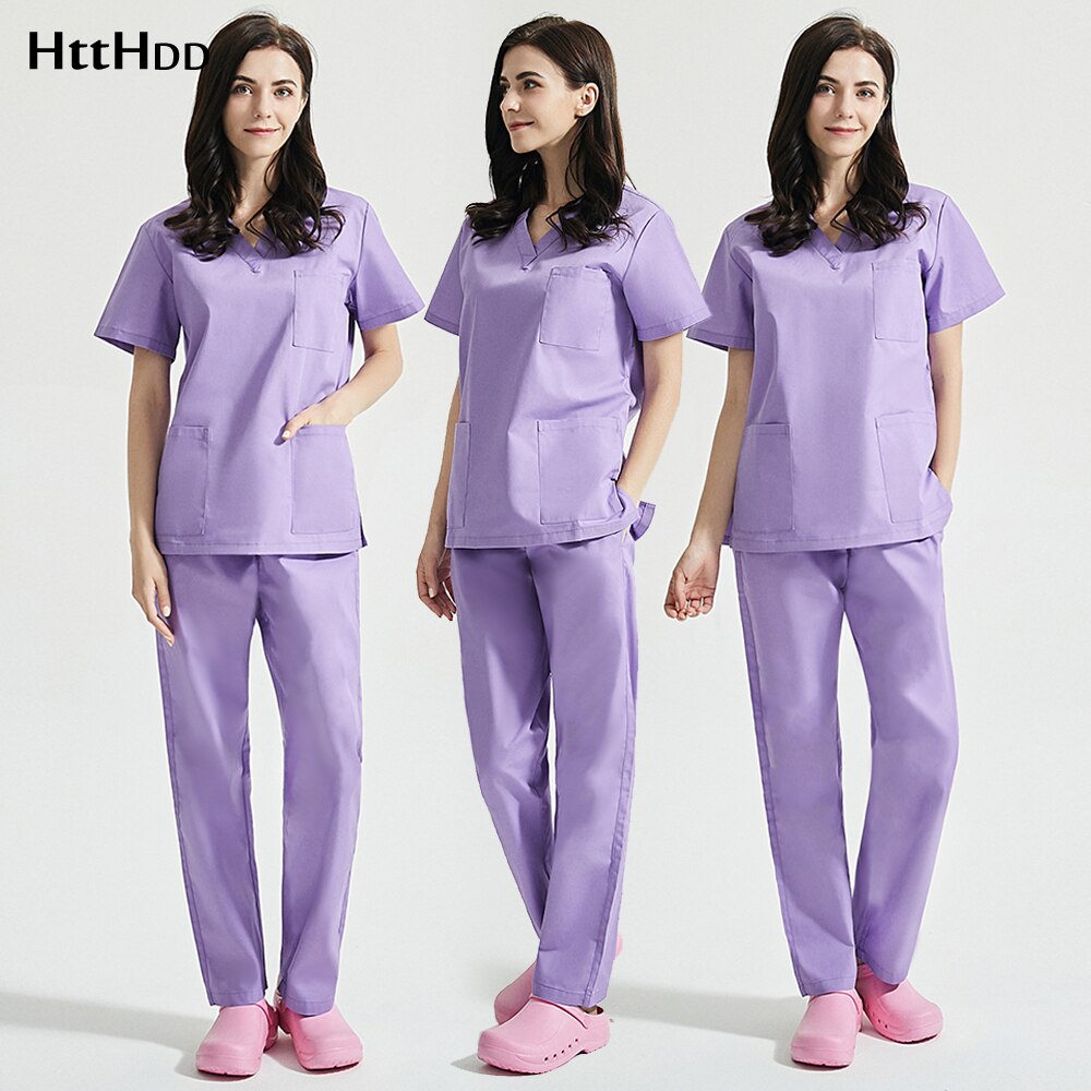 Kosmetikerin Peeling einstellen frauen Uniform Spa Uniformen V Kragen Peelings Spitzen Kurzarm Schönheit Salon Peeling Uniformen Hosen