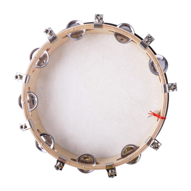 8"/10" Tambourine Capoeira Leather Drum Pandeiro Samba Brasil Wooden Tamborine Precussion Music Instrument For 150 D