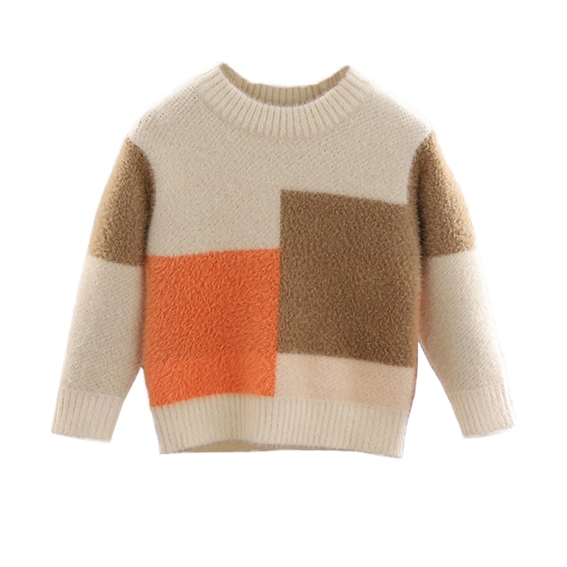 Børn baby drenge sweatere colour block strik pullover casual langærmede børne toppe småbørn piger tøj piger mohair sweater