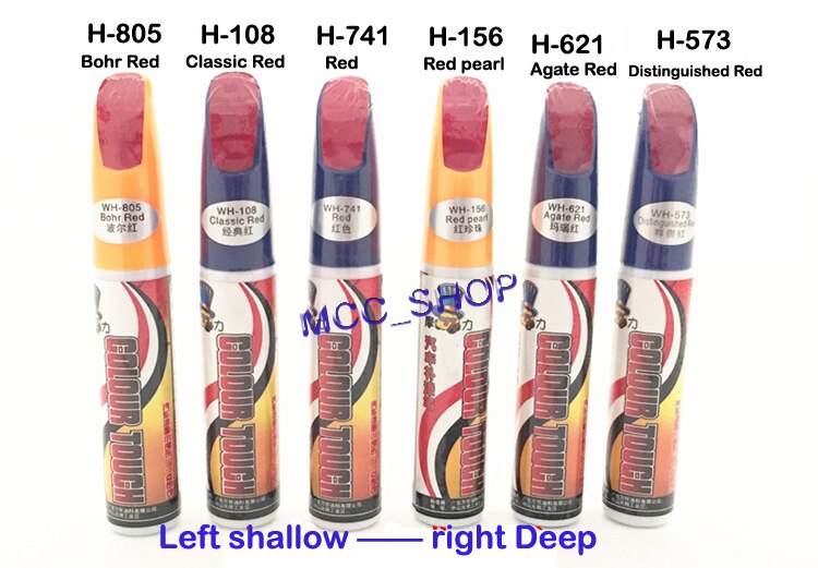 Rotulador de reparación de arañazos para coche, lápiz de pintura para reparar arañazos, color rojo perla transparente, 61 colores a elegir