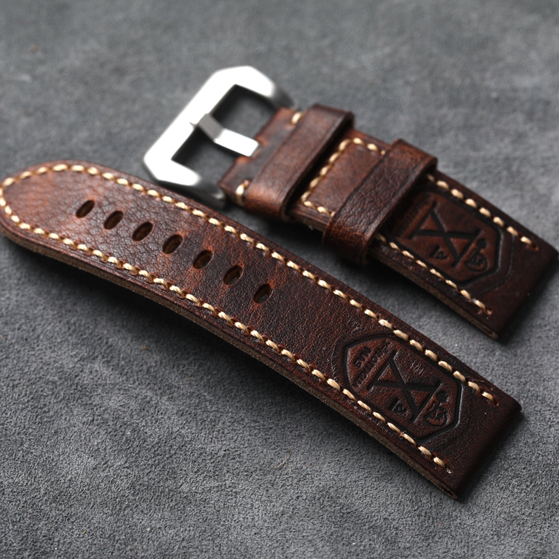 Handgefertigtes Echtleder-Uhrenarmband 20 22 24 26 mm Vintage Distressed First Layer Rindsleder Weiches Vintage-Armband für PAM111 441