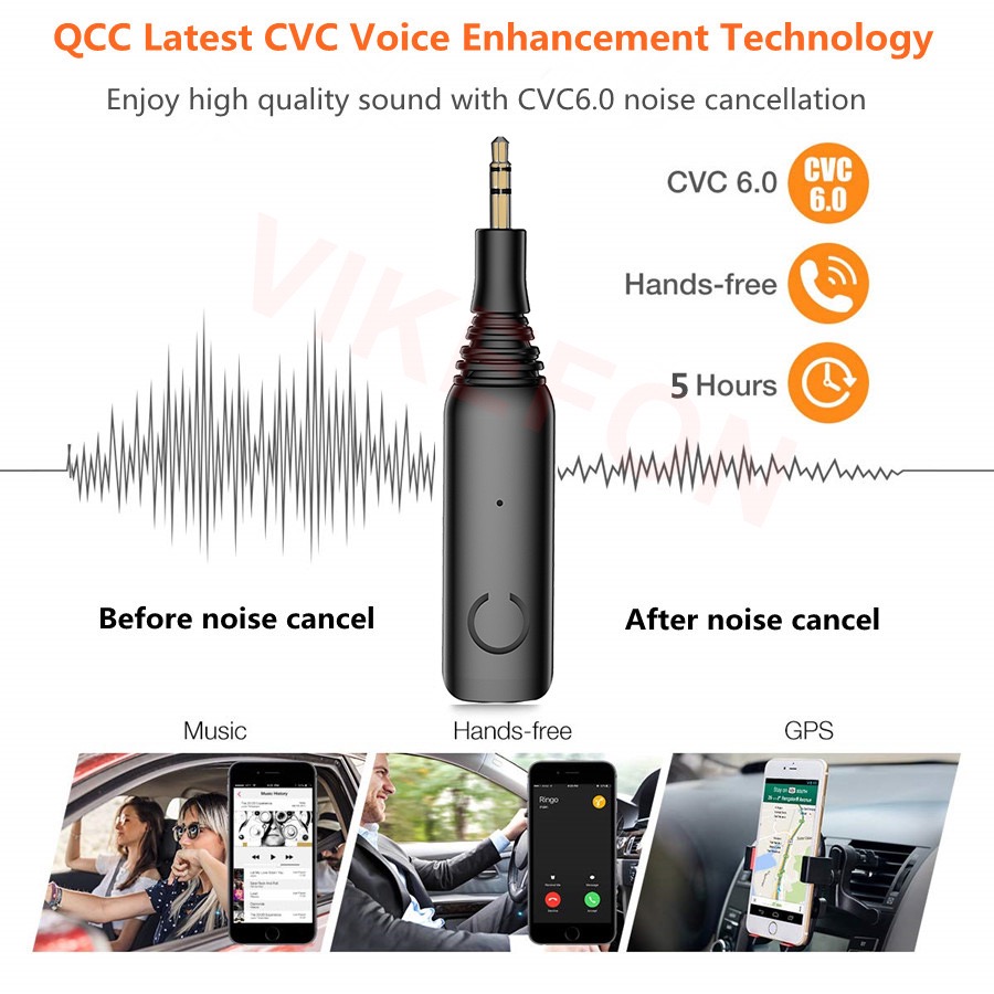 eppfun Bluetooth 5.2 Receiver aptX-Adaptive/HD Bluetooth Aux Adapter with Mic for Hands-Free Call for Headphones/Speaker/Car