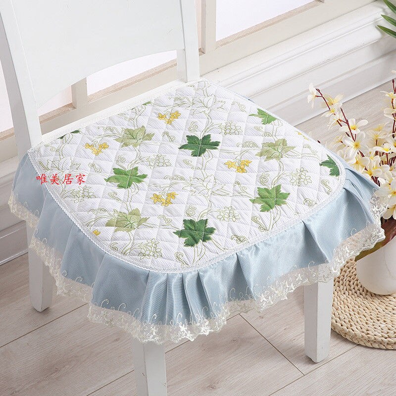 Verdikte stoelkussen student kantoor kruk kussen met kant pastorale eetkamerstoel zitkussens pad vier seizoenen billenmat: Fengy groen