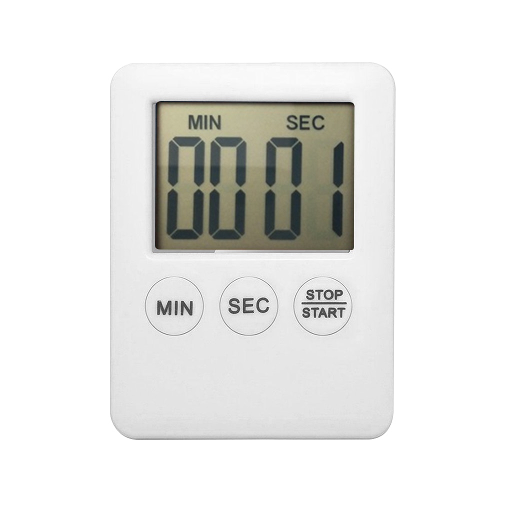 Kitchen Digital Timer Cooking Studying Count-down Clock LCD Screen Display Alarm Kitchen Gadget: White