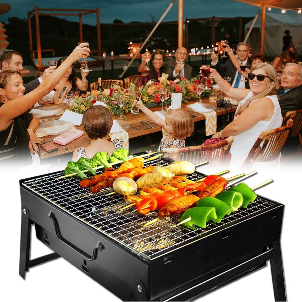 1 Pcs Portable Foldable Charcoal BBQ Grill Folding Barbecue Shish Kabob Stove For Camping Outdoor BBQ Tool