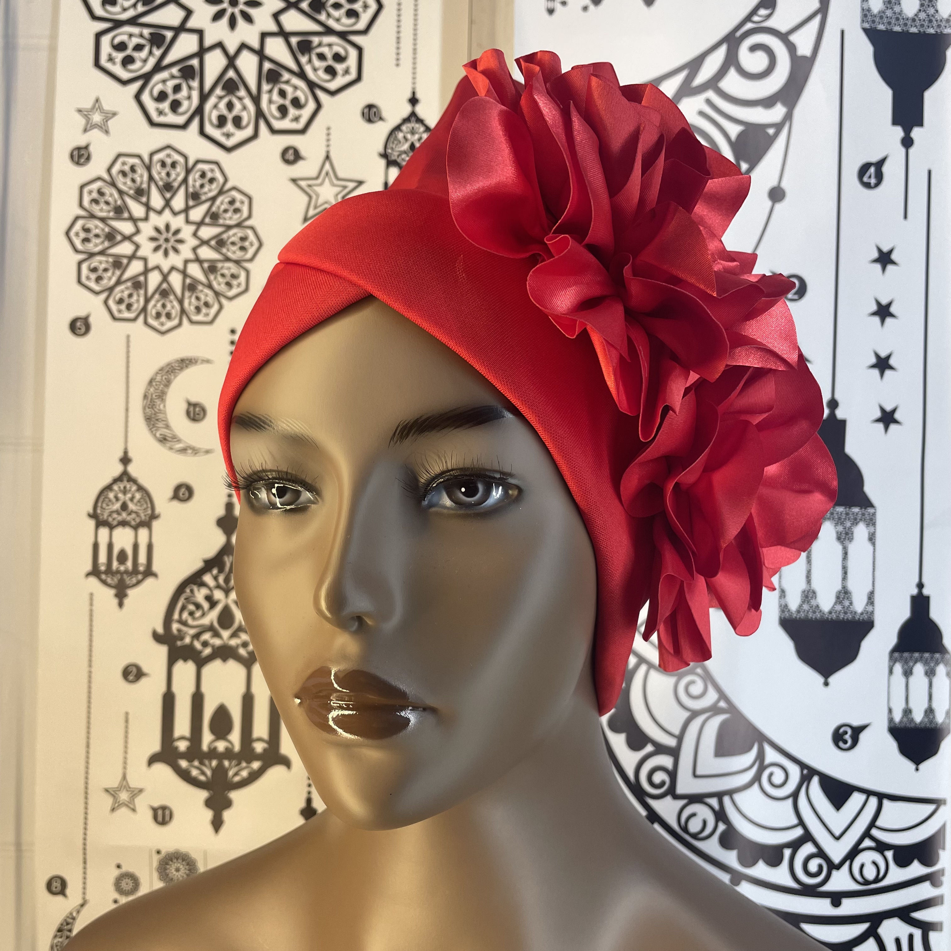 Women&#39;s Already Made Headties Damsak Aso Oke Auto Gele Turban African Hat with Flower Moslin Robe Hijab Cap Muslim Inner