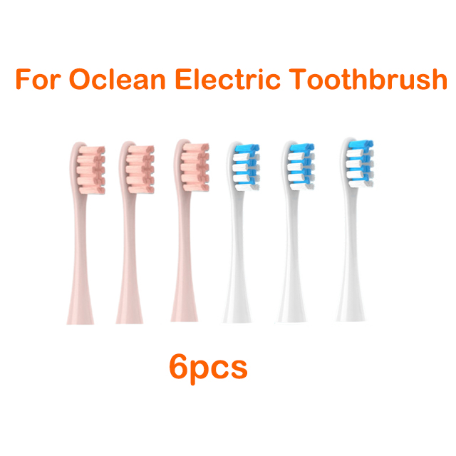 Cabezales de cepillo de dientes eléctrico de repuesto para adultos, 6 uds., para Oclean X/ X PRO/ Z1/ F1/ One/ Air 2 /SE: Blanco