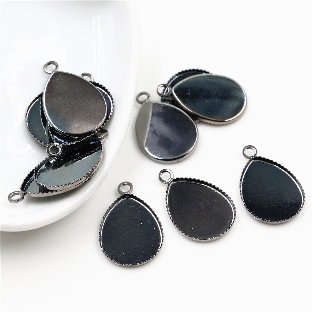 10x14mm 13x18mm 18x25mm Inner Size Style Brass Cameo Cabochon Base Setting Charm Pendant Necklace Jewelry Findings: Gun Black / 13x18mm 20pcs