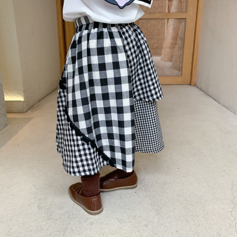Efterår piger plaid nederdel børn bomuldsnederdele