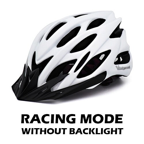 VICTGOAL Fahrrad Helm Licht Radfahren Helm Sonnenblende LED-hintergrundbeleuchtung Sicherheit MTB Berg Straße Fahrrad Helme Angeformten: Weiß Nein LED