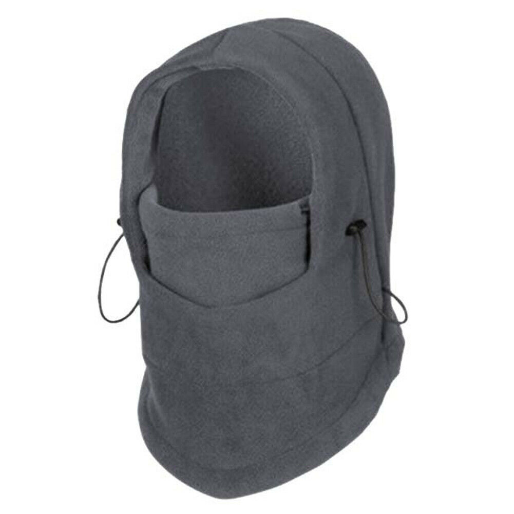 Unisexe hiver Snood polaire écharpe capuche cou visage masque couleur unie cyclisme Ski chapeau: Gris