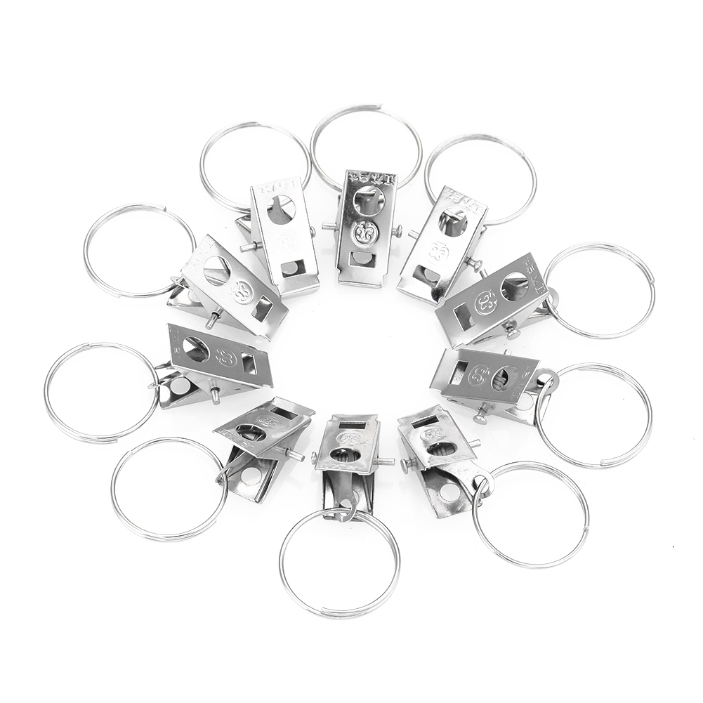 10Pcs Metal Window Shower Curtain Drapery Rod Clips Clamp Rings Universal