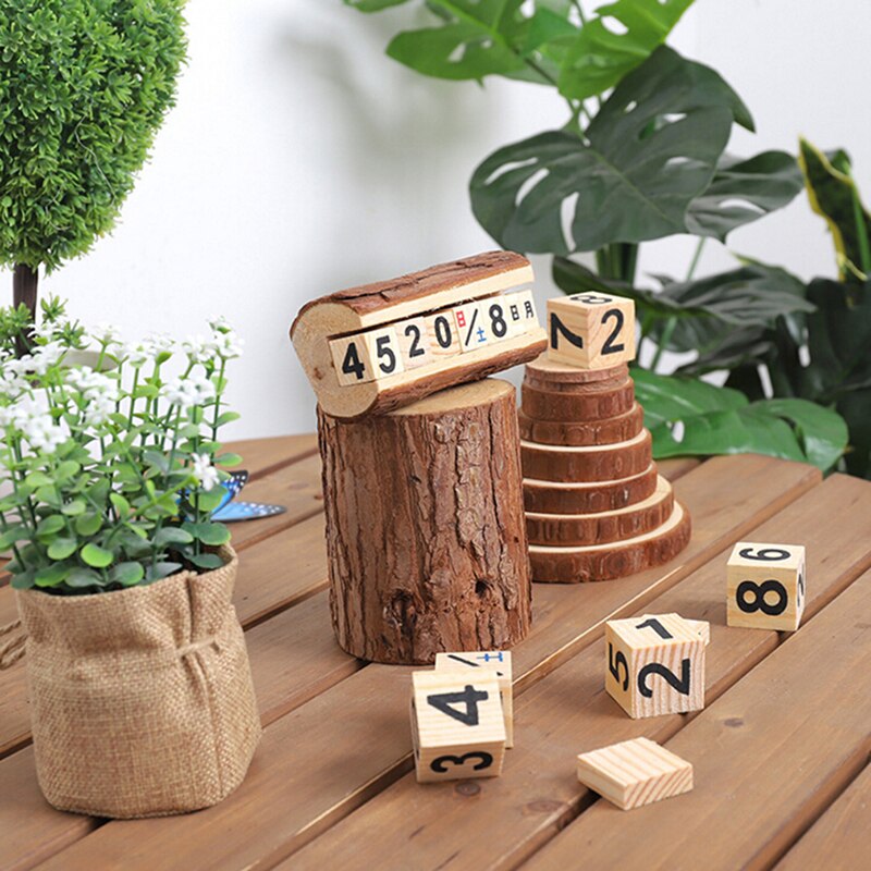 ¡Oferta! 1 Uds., calendario pequeño de madera maciza Manual , calendario de cuenta atrás, decoración de escritorio, adornos artesanales de madera para decoración del hogar