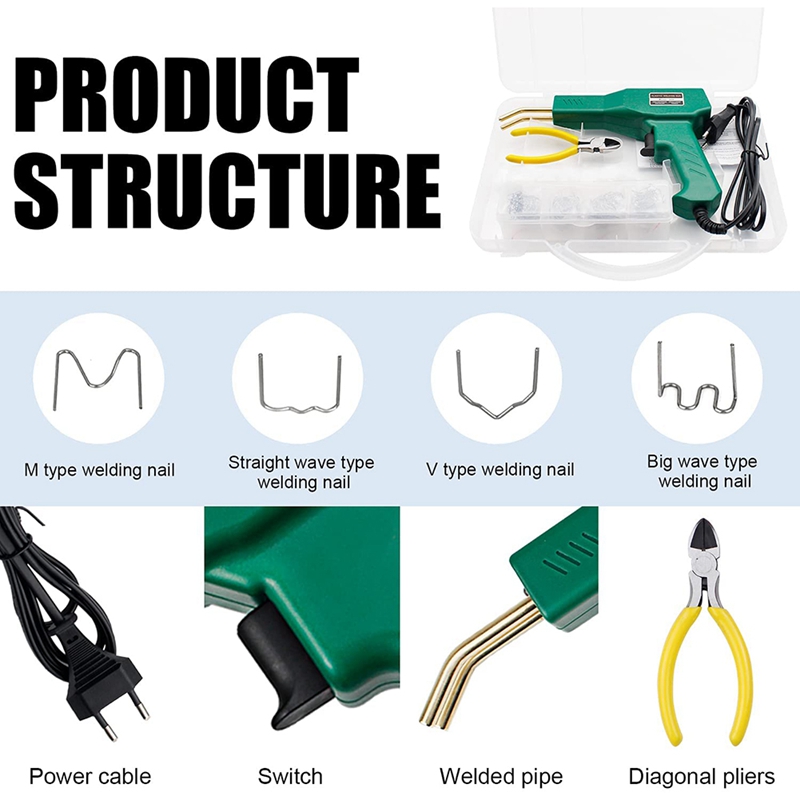 Stapler Plastic Welding Machine,Car Bumper Repair Kit Crack Repair Repair Melt Welding Hand Car Tool Kit EU Plug