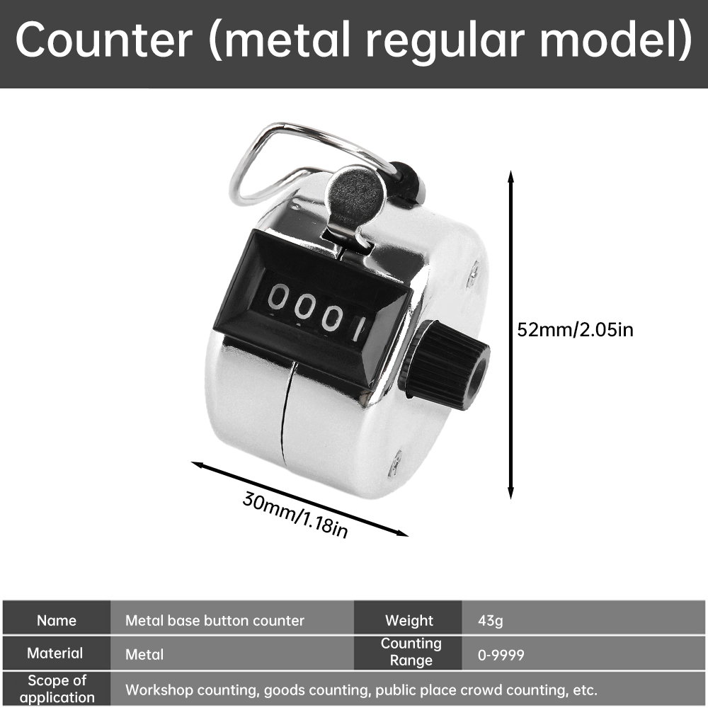 Manual Mechanical Metal Digital Tally Counter 0-9999 Stainless Steel Housing Base Clicker Counters No Batteries Required: army green