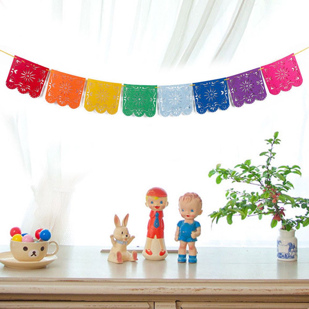 2.5m ordning med meksikansk tema papel picado banner flagg krans bryllup spansk festdekor jul 1pc flerfarget gjør-det-selv hjemmehage