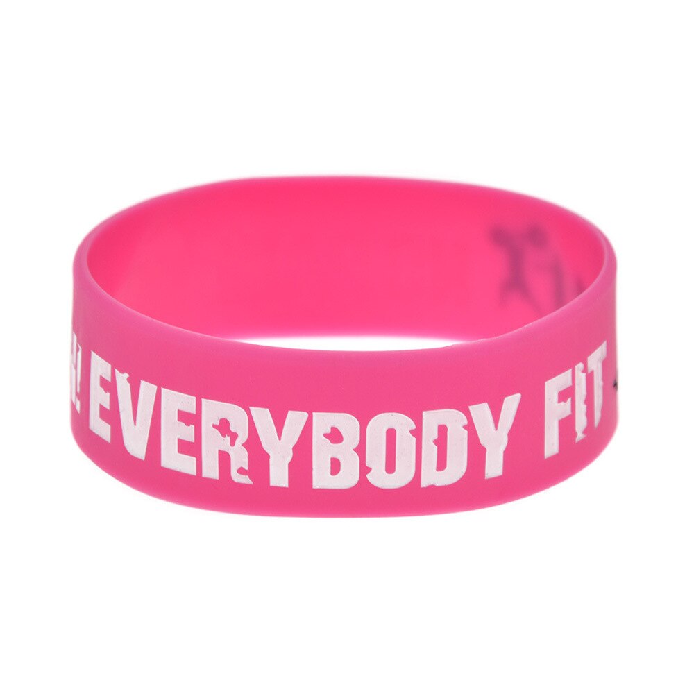 5pcs Sports Rubber Bracelet WristBand Woman Everybody Fit No Pain No Gain Silicone Bracelet for Boy Man: 5pcs Pink