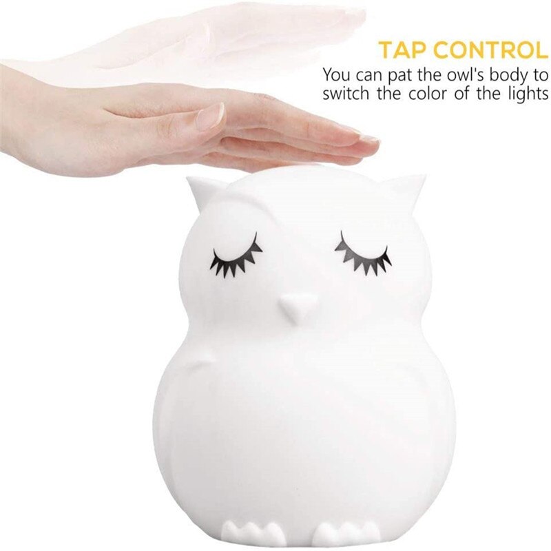 Luz nocturna de silicona con forma de Animal para bebé, lámpara de búho con Sensor táctil y control remoto, recargable con cambio de Color
