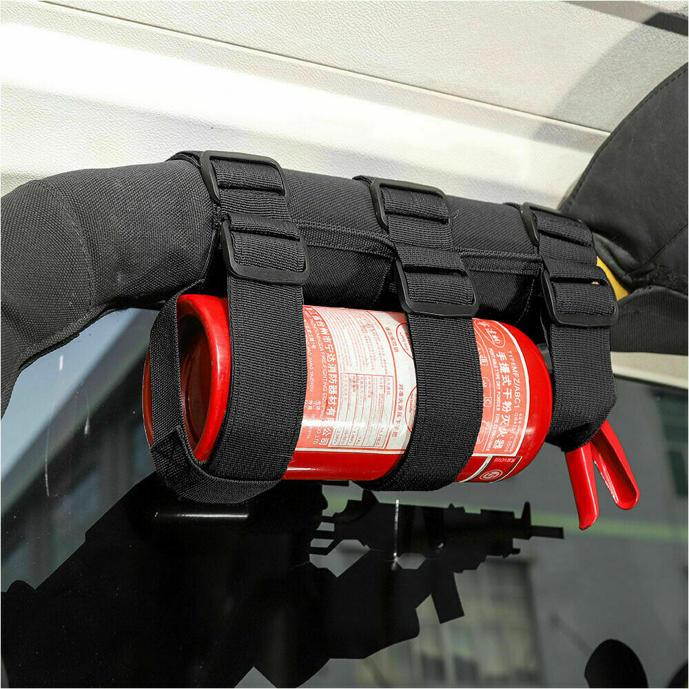 Auto Feuerlöscher Halfter Befestigung Gürtel Für Jeep Wrangler TJ JK Jl 1997 Feuerlöscher Befestigungs Gurt: Schwarz