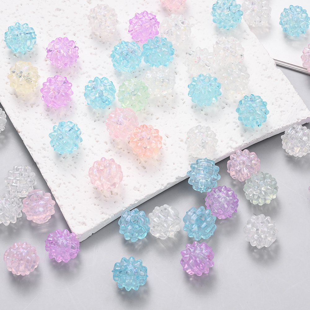 100Pcs 11mm Luminous Acrylic Rotund Spacer Beads Colorful Hedgehog Ball Beads For Jewelry Making DIY Necklace Earrings Bracelet